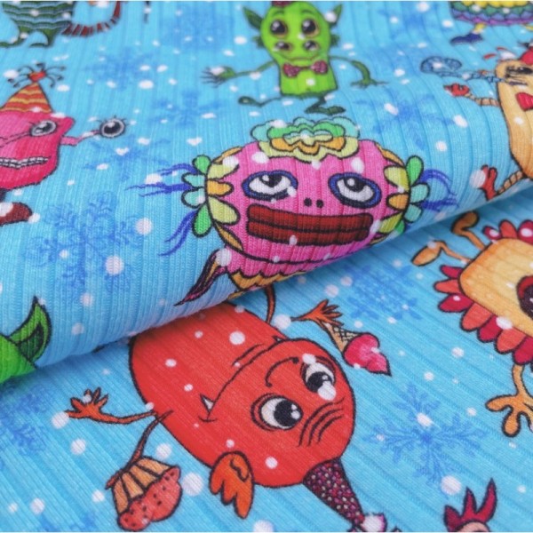 250gsm Cotton rib knit custom print fabric